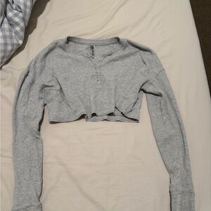 SKIMS Gray Long Sleeve Crop Top